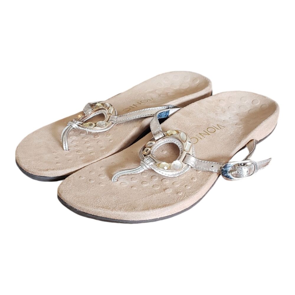 Vionic Ricci Orthaheel Women’s Size 7 Gold Casual Rhinestone Sandals
